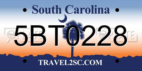 5BT0228 South Carolina License Plate