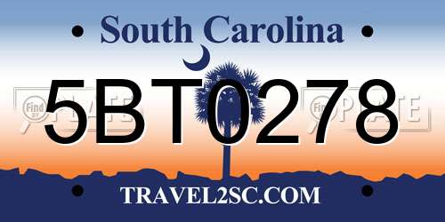 5BT0278 South Carolina License Plate