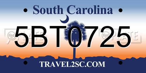 5BT0725 South Carolina License Plate