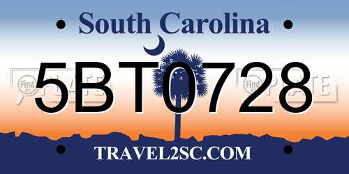 5BT0728 South Carolina License Plate