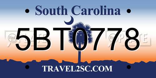 5BT0778 South Carolina License Plate