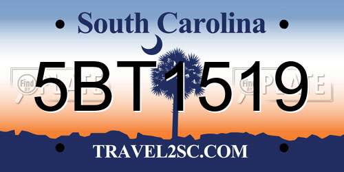 5BT1519 South Carolina License Plate