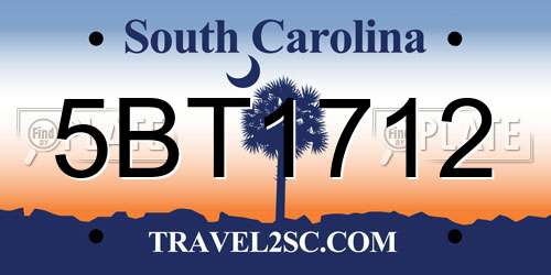 5BT1712 South Carolina License Plate