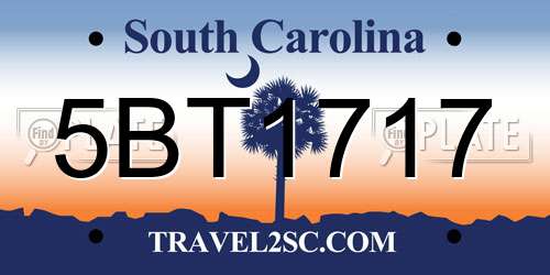 5BT1717 South Carolina License Plate