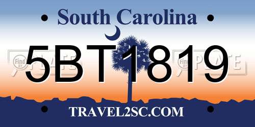 5BT1819 South Carolina License Plate