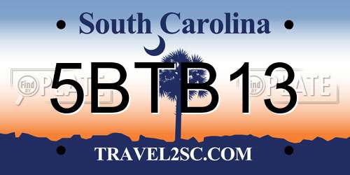 5BTB13 South Carolina License Plate