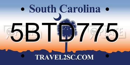 5BTD775 South Carolina License Plate