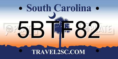 5BTF82 South Carolina License Plate