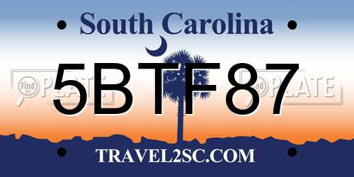 5BTF87 South Carolina License Plate