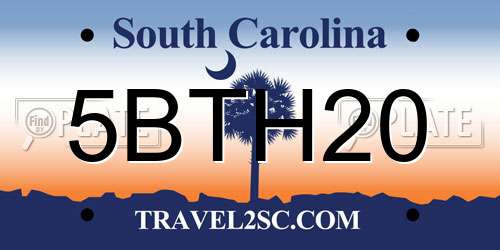 5BTH20 South Carolina License Plate