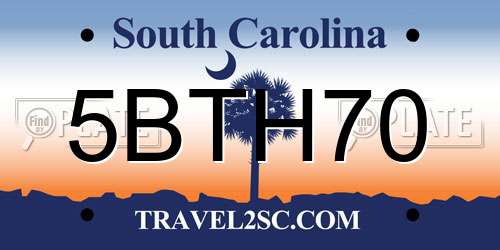 5BTH70 South Carolina License Plate