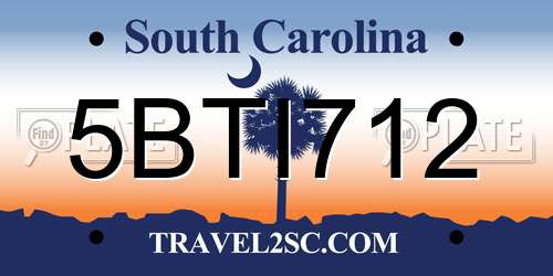 5BTI712 South Carolina License Plate