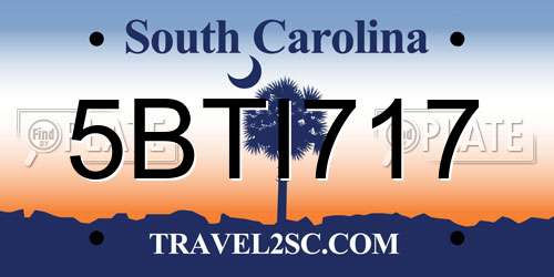 5BTI717 South Carolina License Plate