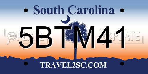 5BTM41 South Carolina License Plate