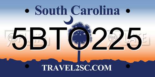5BTO225 South Carolina License Plate