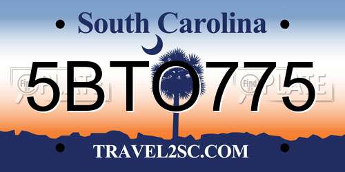5BTO775 South Carolina License Plate
