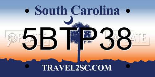 5BTP38 South Carolina License Plate