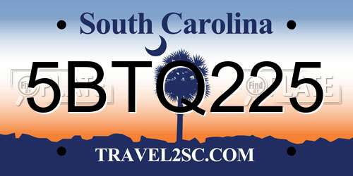 5BTQ225 South Carolina License Plate