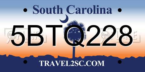 5BTQ228 South Carolina License Plate