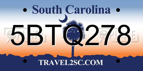 5BTQ278 South Carolina License Plate