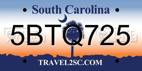 5BTQ725 South Carolina License Plate
