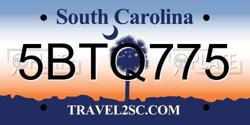 5BTQ775 South Carolina License Plate