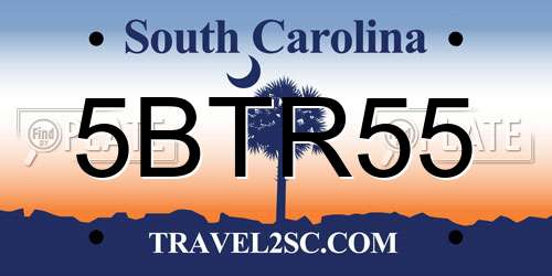 5BTR55 South Carolina License Plate