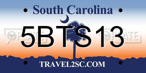 5BTS13 South Carolina License Plate