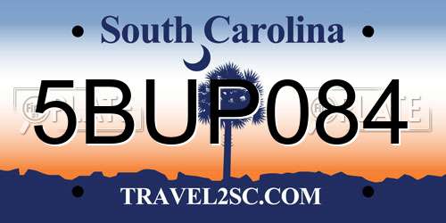 5BUP084 South Carolina License Plate