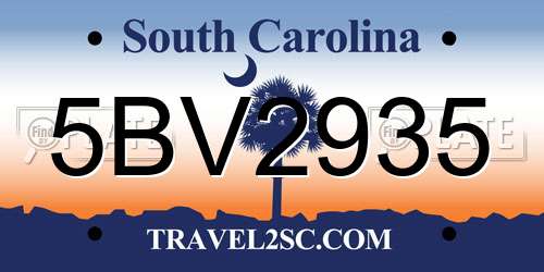 5BV2935 South Carolina License Plate