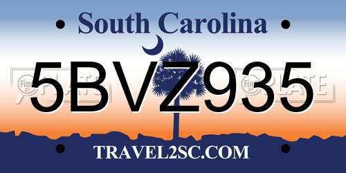 5BVZ935 South Carolina License Plate