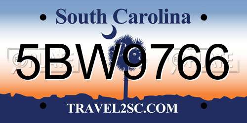 5BW9766 South Carolina License Plate
