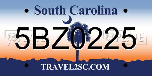 5BZ0225 South Carolina License Plate