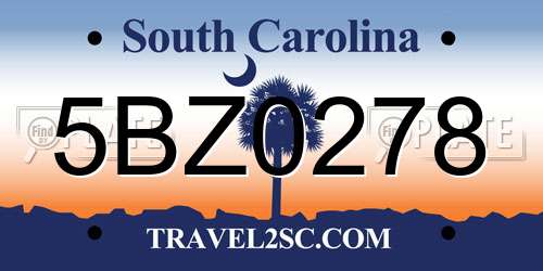 5BZ0278 South Carolina License Plate