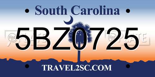 5BZ0725 South Carolina License Plate
