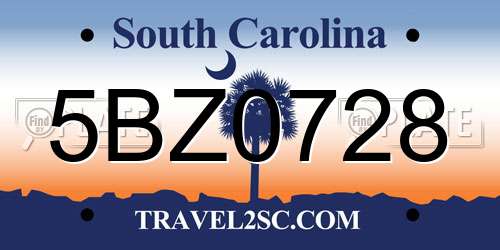 5BZ0728 South Carolina License Plate