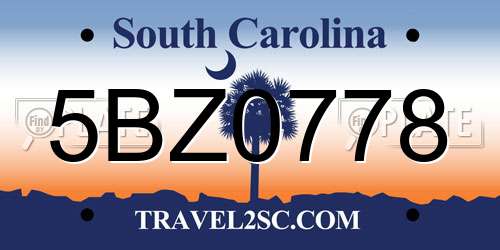 5BZ0778 South Carolina License Plate