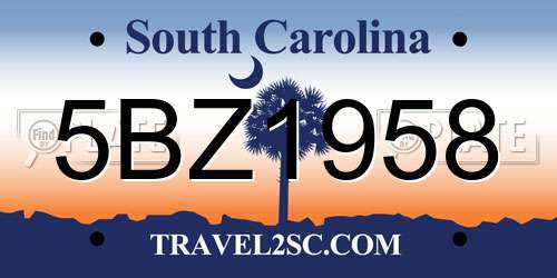 5BZ1958 South Carolina License Plate