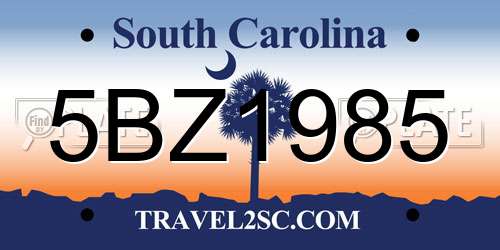 5BZ1985 South Carolina License Plate