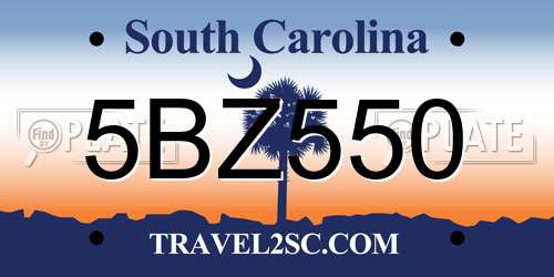 5BZ550 South Carolina License Plate