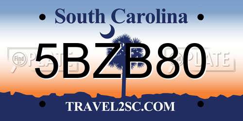 5BZB80 South Carolina License Plate
