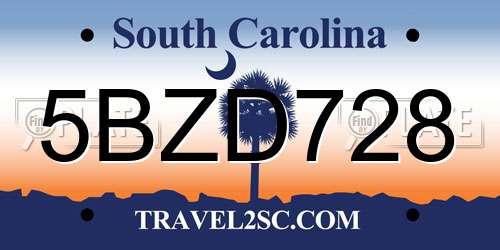 5BZD728 South Carolina License Plate