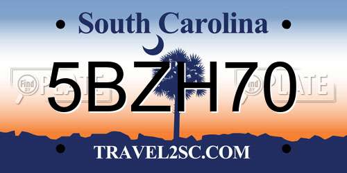 5BZH70 South Carolina License Plate