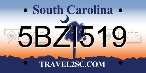 5BZI519 South Carolina License Plate