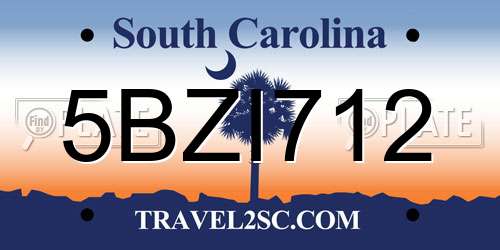 5BZI712 South Carolina License Plate