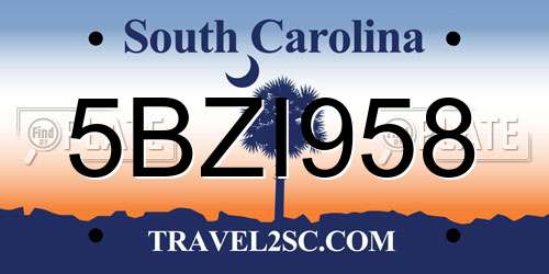 5BZI958 South Carolina License Plate
