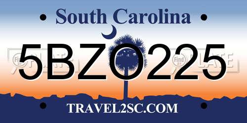 5BZO225 South Carolina License Plate