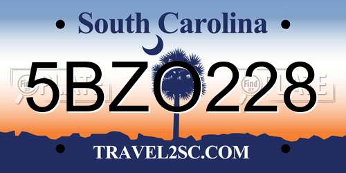 5BZO228 South Carolina License Plate