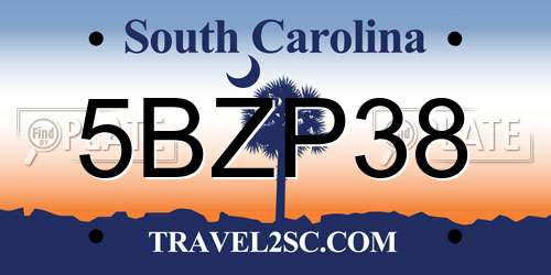 5BZP38 South Carolina License Plate