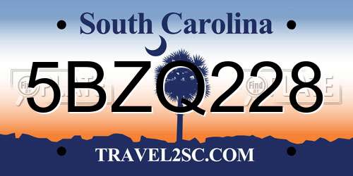 5BZQ228 South Carolina License Plate